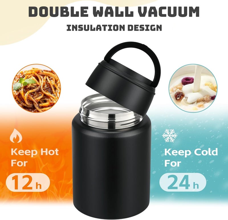 Haweek Soup Thermo for Hot Food Kids 16oz Insulated Food Jar Leakproof Thermo Lunch Container for Kids Wide-Mouth Stainless Steel Lunch Box for School with Handle Folding Spoon(3+)​ - Image 5
